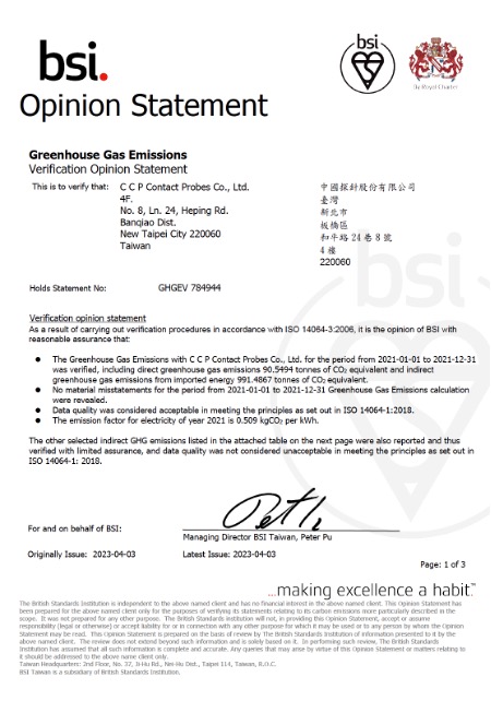 ISO14064 CCP Contact Probes TW