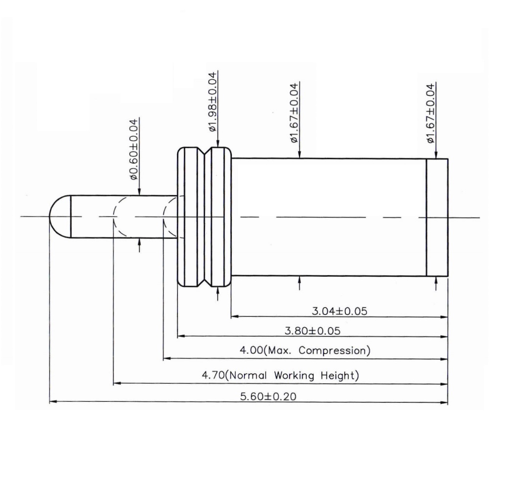 5.6 mm Pogo Pin, 4.7 mm Working Height, P6330FP03-R